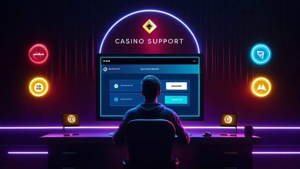 Speler met inlogproblemen en browserfouten in een donkere casino-omgeving