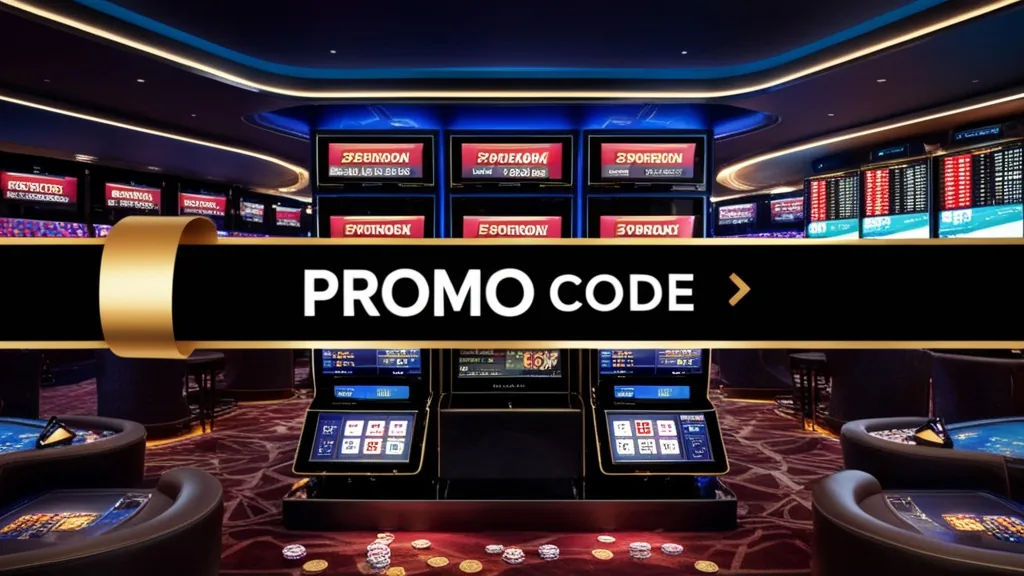 Casino- en sportscherm met promo code en chips